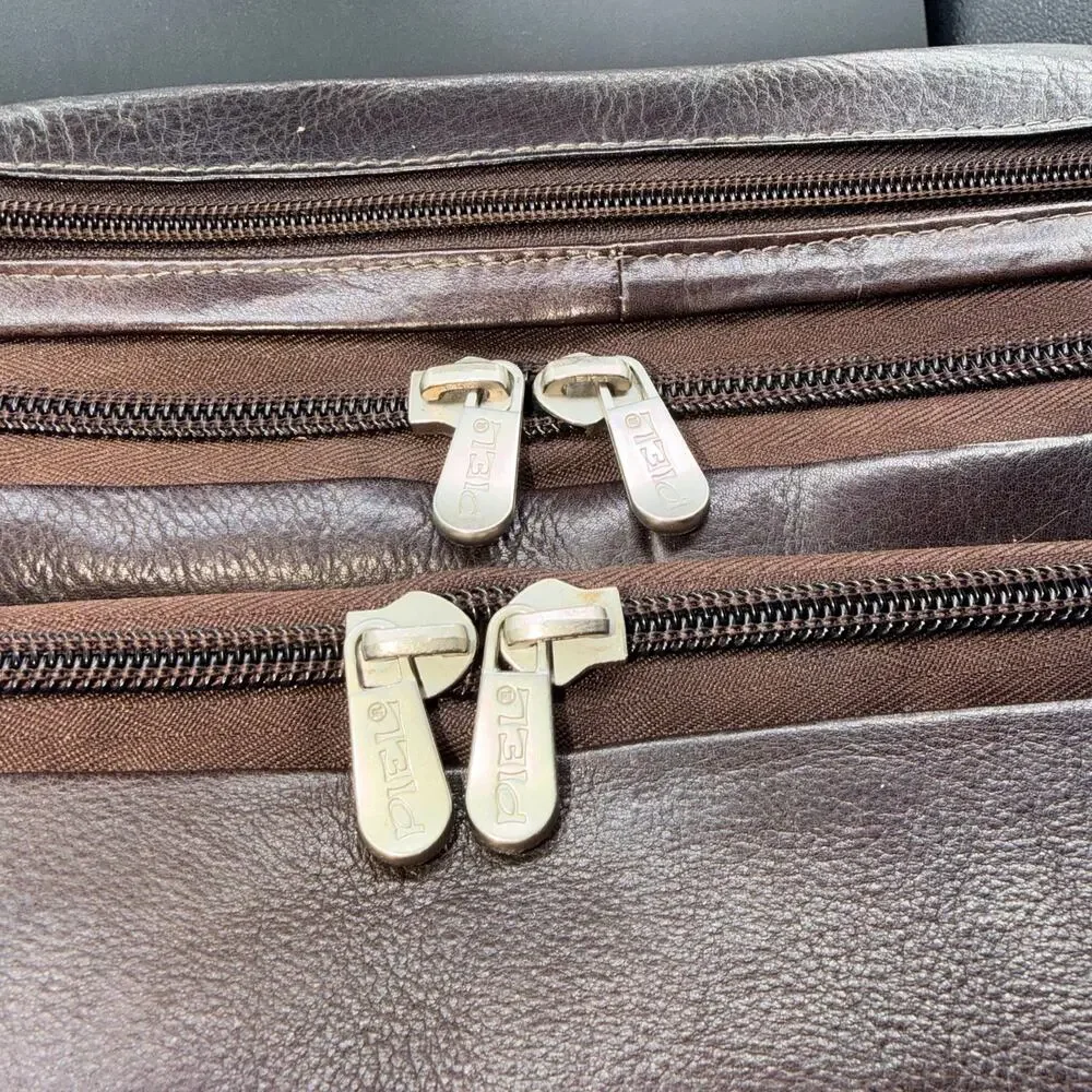 Piel Leather Rolling Laptop Briefcase Brown Wheeled Carry On Travel Bag